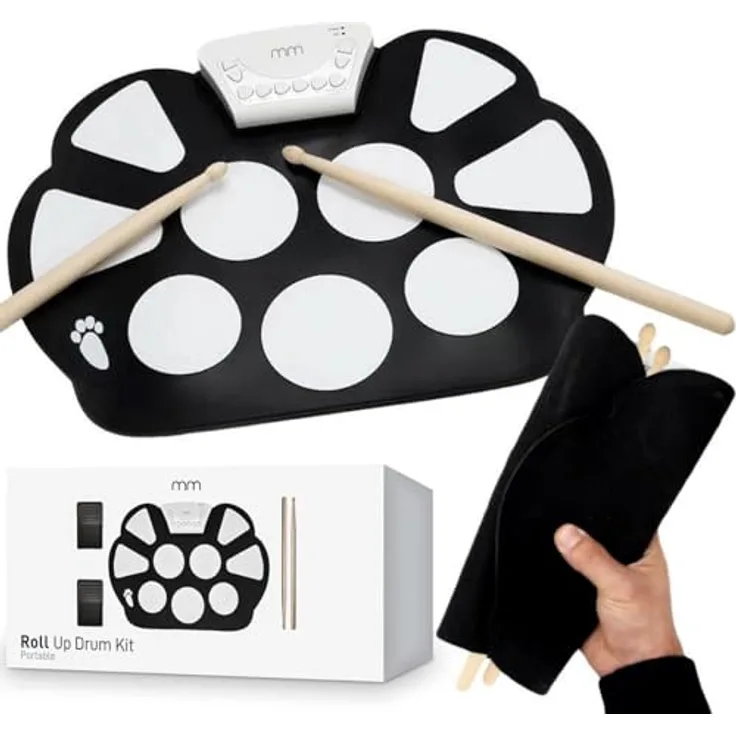 mikamax Roll Up Drum Kit, E-Drum Set mit tragbarem Design und vielseitigen Klangeinstellungen