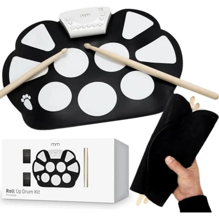 mikamax Roll Up Drum Kit, E-Drum Set mit tragbarem Design und vielseitigen Klangeinstellungen – Bild 1