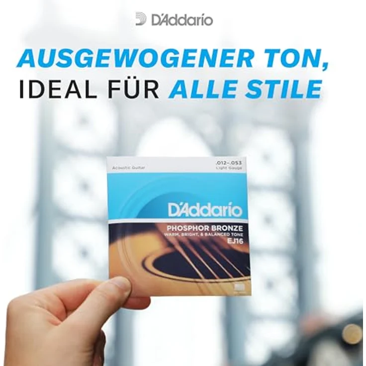 D'Addario EJ16 Phosphorbronze-Saiten für Akustikgitarren, Light, 12-53, korrosionsbeständig, warmer Klang, hergestellt in den USA – Bild 3
