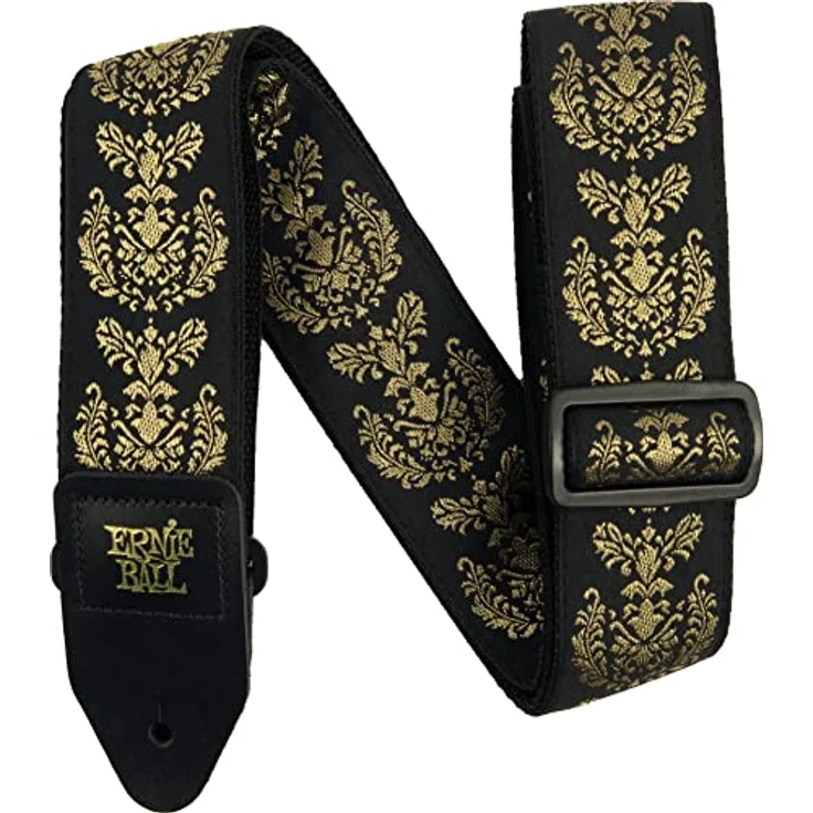 Ernie Ball Royal Crest Jacquard Strap, E-Gitarrengurt aus stabilem Polypropylen mit Leder-Enden, extra lange Ausführung 104-182 cm, Farbe Royal Crest – Bild 1