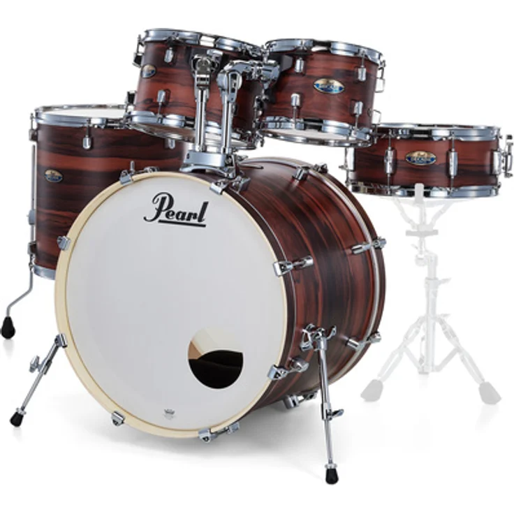 Pearl Decade Maple Standard Shell Set, 5-teiliges Schlagzeugset mit mattem Finish in Dark Walnut, 22"x18" Bass Drum, inklusive Snare und Tom Toms