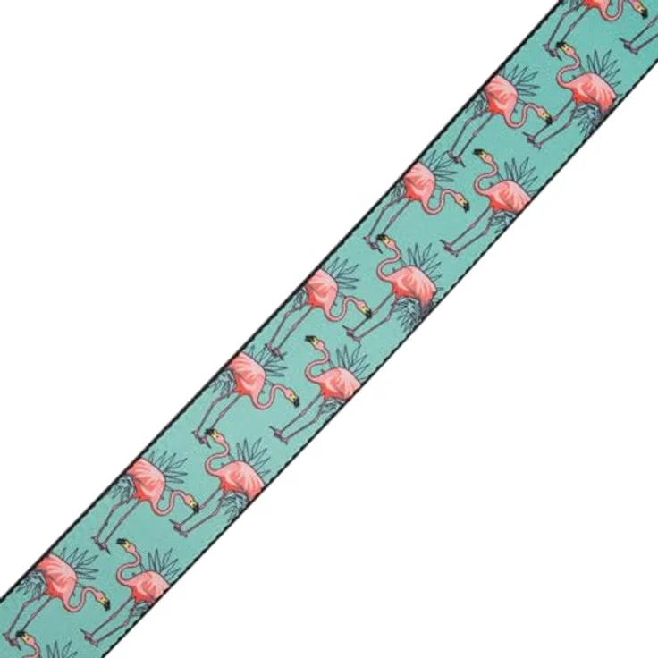 Levys Poly Print Strap Flamingo, Gitarrengurt aus Polyester mit Lederendstück, verstellbar bis 151 cm, mehrfarbig im Flamingo-Design – Bild 3