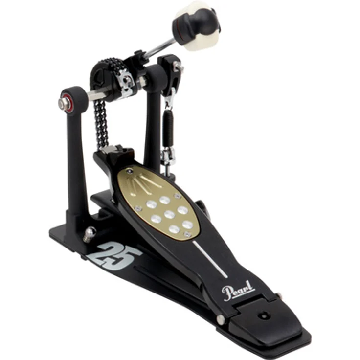 Pearl P-2050C/B Eliminator Fußmaschine, Limitierte 25th Anniversary Edition in Schwarz mit goldener Traction Plate, Kettenantrieb und austauschbaren Cams