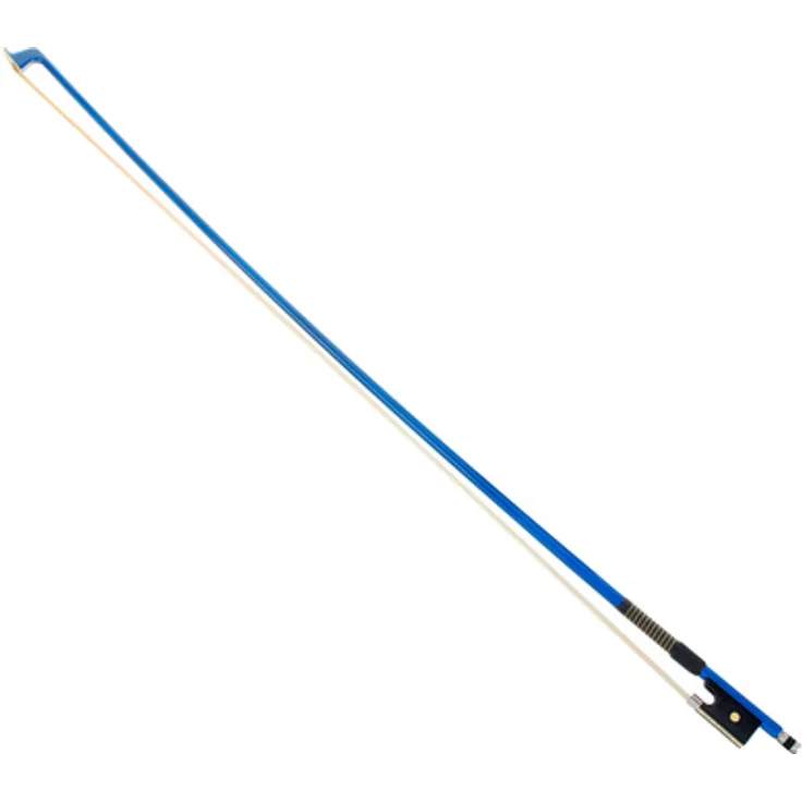 P&H Violin Bow Fiberglass 4/4 BL, Geigenbogen mit echtem Rosshaarbezug und Abalone Inlay, blau