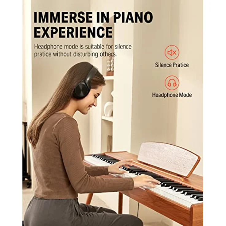 Donner DDP-80 Sound Upgrade, 88 Tasten Digitalpiano mit dreifach Pedal und Holzoberfläche – Bild 4