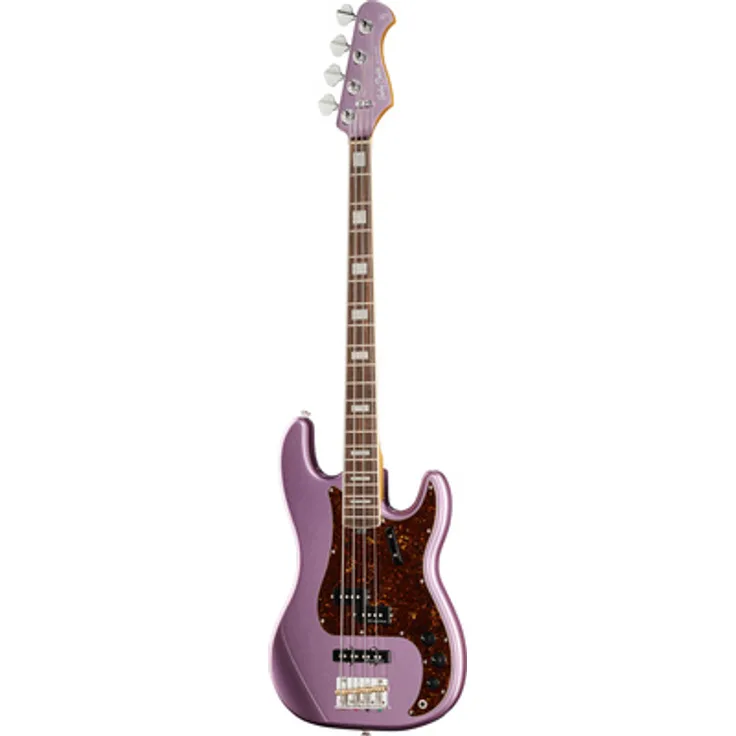 Harley Benton MV-4PJ E-Bass, Deluxe Serie, Burgundy Mist, Erle Korpus, karamellisierter kanadischer Bergahorn Hals, Perloid Blockeinlagen, Alnico 5 Single-Coil Tonabnehmer