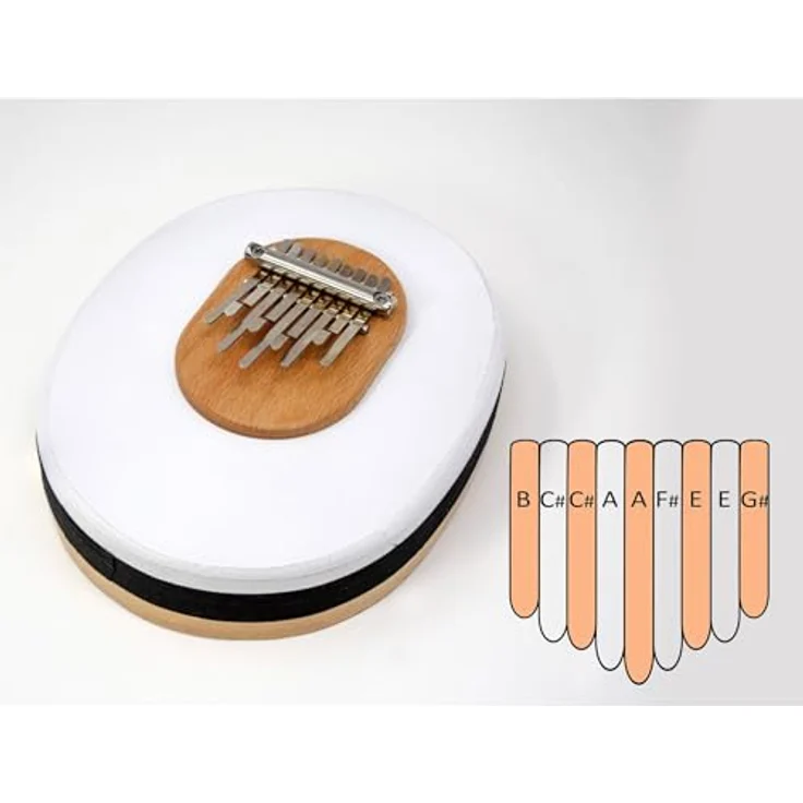 Terre Kalimba White Skin A-Major, 9 Töne, Rahmen mit gebleichter Kalbshaut, Federstahlzungen, gestimmt in A-Dur Pentatonik, made in Germany – Bild 2