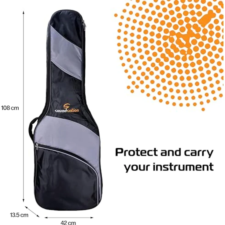 Soundsation PGB-5CG, Gig Bag für 4/4 Konzertgitarren mit 5mm Polsterung, verstellbaren Schultergurten, große Front- und Deckeltasche, schwarz/grau – Bild 4