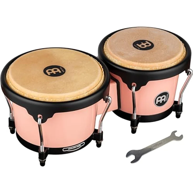 Meinl HB50FP Journey Bongo, 6,5" Macho & 7,5" Hembra, aus ABS Kunststoff, Flamingo Pink, handselektierte Wasserbüffelfelle, inklusive Stimmschlüssel – Bild 1