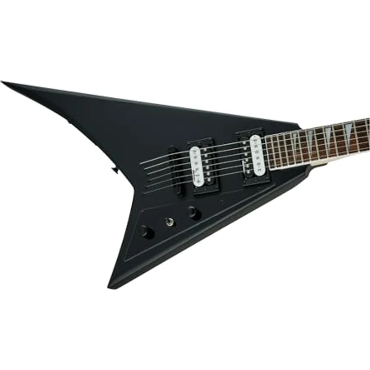 Jackson JS32T Rhoads E-Gitarre mit Lindenholzkorpus, 2 Humbucking Tonabnehmer, Satin Schwarz, String-Through Hardtail – Bild 5