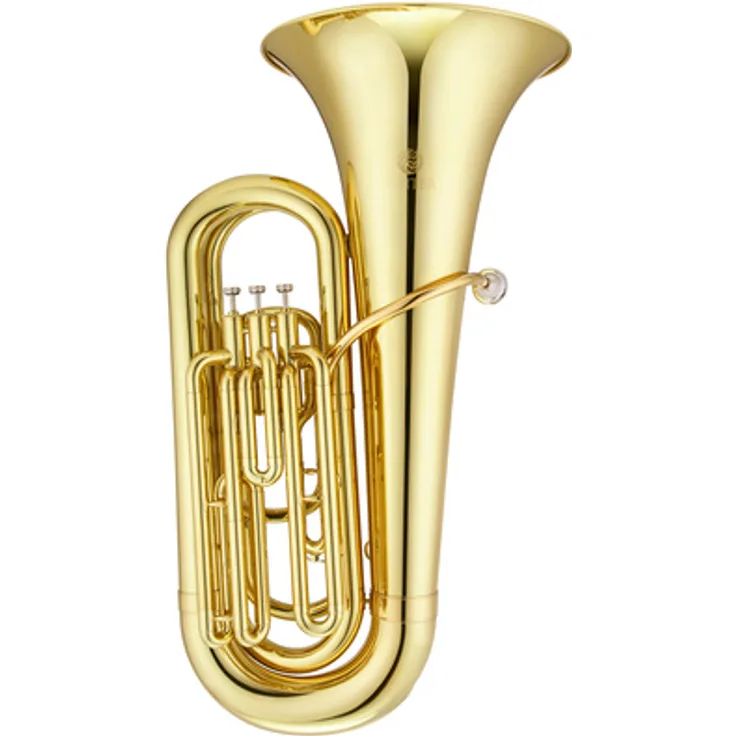 Jupiter JTU705 Bb-Tuba, 3/4 Tuba mit 3 Edelstahlventilen, Messing, klarlackiert, inkl. Koffer mit Rollen