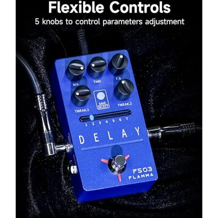 Flamma FS03 Delay, Delay-Pedal mit 6 Stereo-Delay-Effekten, Tap-Tempo, 80s Looper und speicherbaren Presets – Bild 6