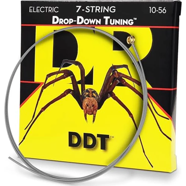 DR Strings Drop-Down Tuning DDT-7/10, Gitarrensaiten für E-Gitarre, 7-Saiter Satz, Medium, Stärken: .010" - .056", vernickelter Stahl, Roundwound, speziell für Drop-Down tunings – Bild 1