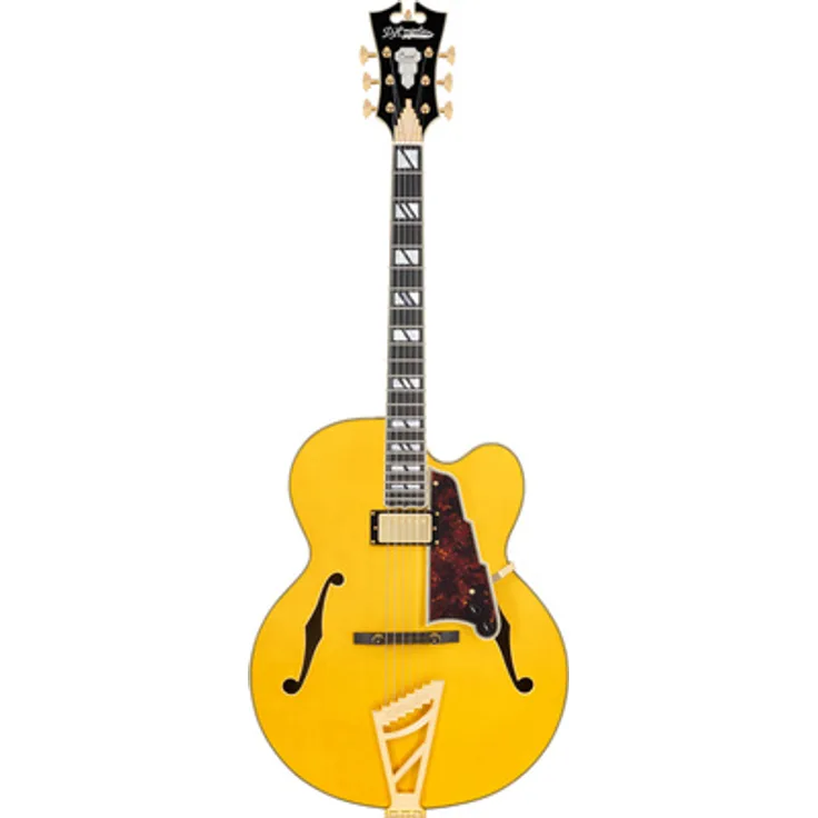 DAngelico Excel EXL1 Amber, E-Gitarre mit Hollow Body, Seymour Duncan 59 Humbucker und Ebenholz-Griffbrett, Amber