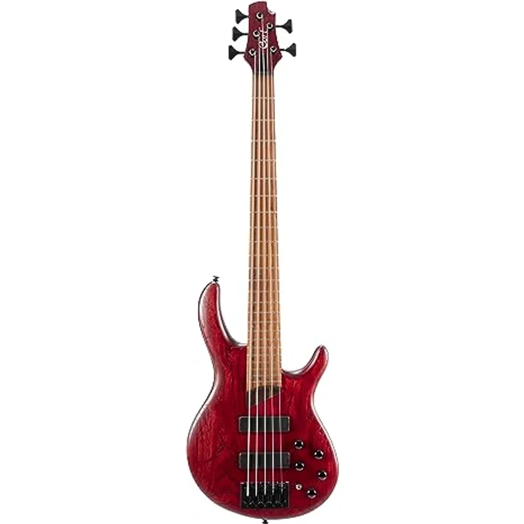 Cort B5 Element Open Pore Burgundy Red, 5-Saiter E-Bass mit Mahagoni Korpus, Bartolini Pickups und aktivem Preamp – Bild 1