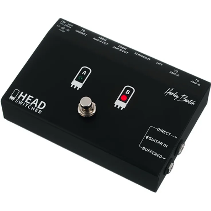 Harley Benton Tube Head Switch, Pedal zum Umschalten zwischen zwei Röhrenverstärkern mit LED A/B-Anzeige, gepufferter Eingang