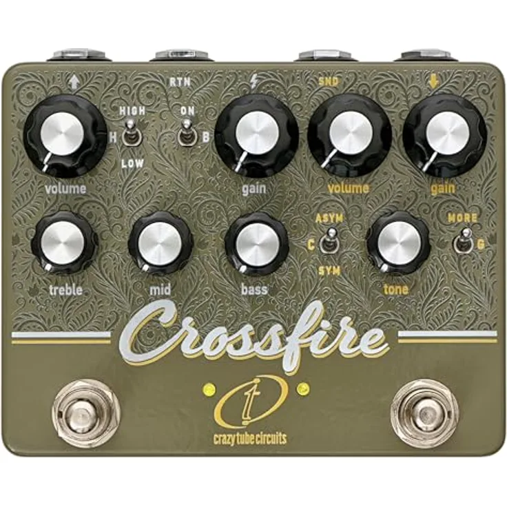 Crazy Tube Circuits Crossfire Overdrive/Pre-Amp, Effektpedal für E-Gitarre mit TS-Overdrive und passivem Einschleifweg