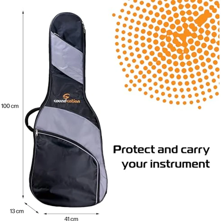 Soundsation PGB-5CG34 3/4 Größe Konzertgitarren Gig Bag, 5mm Polsterung, verstellbare Schultergurte, große Front- und Deckeltasche, schwarz/grau – Bild 4