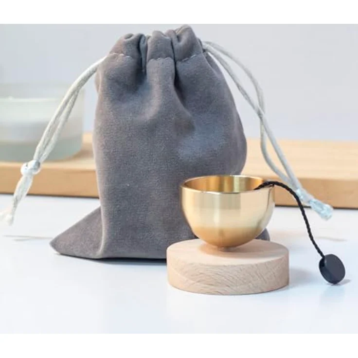 iwoohome Klangschalen-Set, Mini-Meditations-Klangschale aus poliertem Messing, 4 cm Durchmesser für Yoga, Meditation und Stressabbau – Bild 4