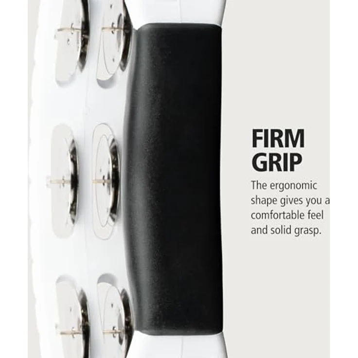 Meinl HTMT1WH Headliner Tambourine, weiß, ABS-Kunststoffrahmen, 14 Paar Stahlschellen, doppelreihig, ergonomischer Griff, heller Sound – Bild 4