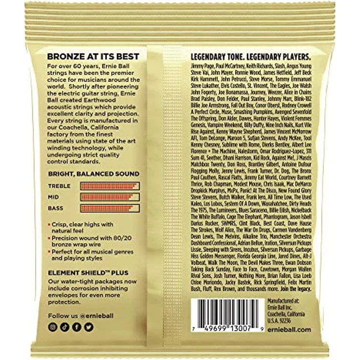 Ernie Ball Earthwood Custom Light 80/20 Bronze Akustik-Gitarrensaiten, 3er-Pack, Stärke 11.5-54, heller Klang mit hervorragender Projektion – Bild 2