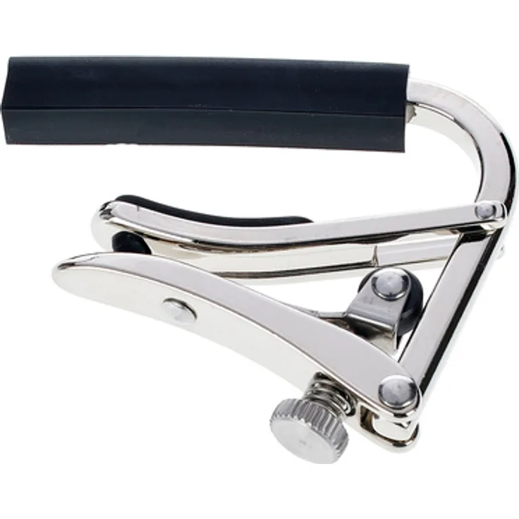Shubb C1, Kapodaster aus Polished Nickel für E-Gitarre & Westerngitarre mit Rollenverschluss und einfacher Handhabung