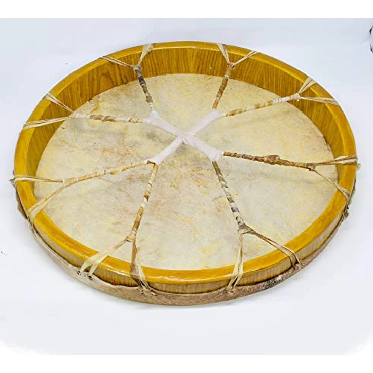 Terre Shaman Drum Goat Skin 40cm, runde Schamanentrommel aus Ziegenhaut mit Mahagoni-Rahmen, dunkler Klang, inklusive Schlägel – Bild 7