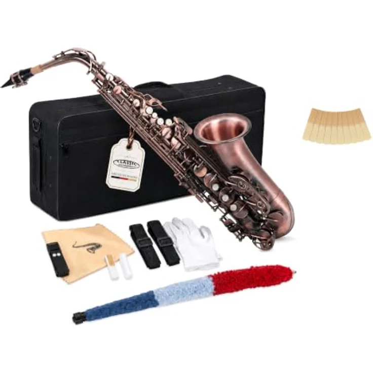 Classic Cantabile AS-450 Antique Red Eb Altsaxophon Set, Messing mit Hoch-Fis-Klappe und ergonomischer Mechanik – Bild 1