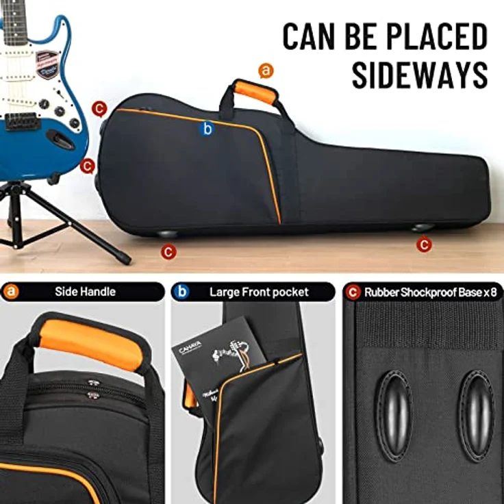 CAHAYA E-Gitarren-Koffer CY0300, Hardshell mit 25 mm Polsterung, wasserdichtem PU-Design, geeignet für 40 Zoll E-Gitarre – Bild 4