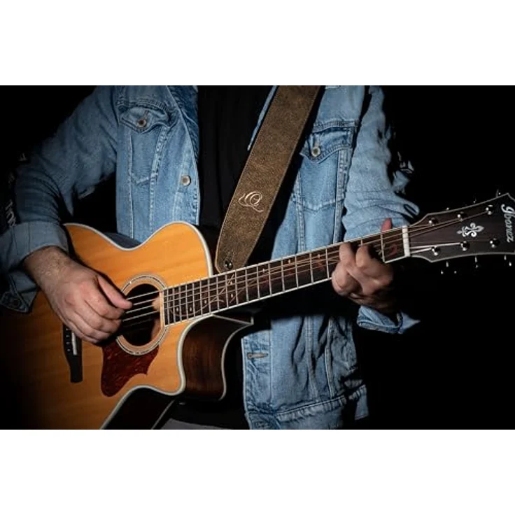 Ortega OSAR-3 Leather Strap BR, handgefertigter Leder-Gitarrengurt in Braun mit Schaumstoffpolsterung, Breite 70 mm, Länge bis 1450 mm – Bild 5