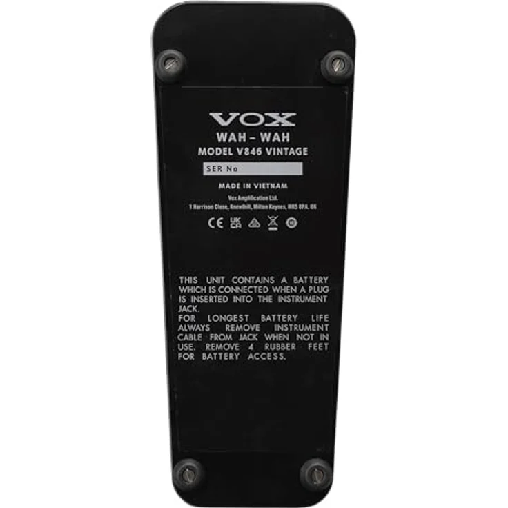 Vox V846 Vintage Wah-Wah, Wah-Wah-Pedal mit erweitertem Frequenzgang und hohem Klangprofil, schwarz – Bild 3
