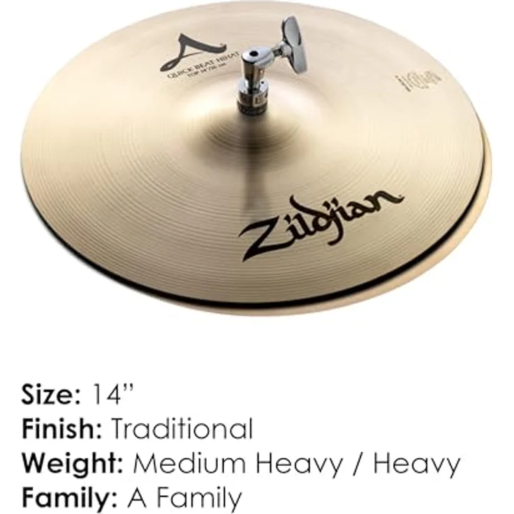 Zildjian A Zildjian Series 14" Quick Beat Hi-Hat Cymbals, Paar mit mittlerem und schwerem Gewicht, traditionelles Finish, schnelle Reaktion – Bild 3