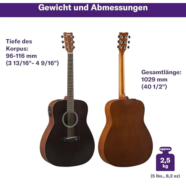 Yamaha FX400 Natural Satin, Westerngitarre Dreadnought mit Fichtendecke, Palisandergriffbrett und SYSTEM75 Elektronik – Bild 3