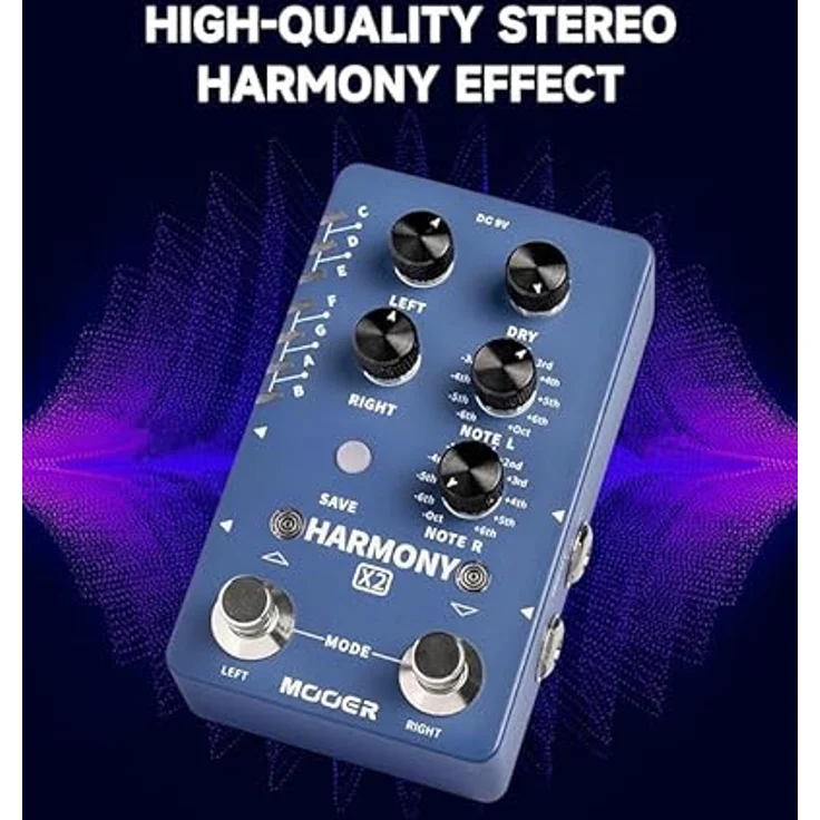 Mooer Harmony X2, Dual Channel Harmony Effects Pedal mit 12 Tonhöhenoptionen und True Bypass, metallisches Gehäuse – Bild 3