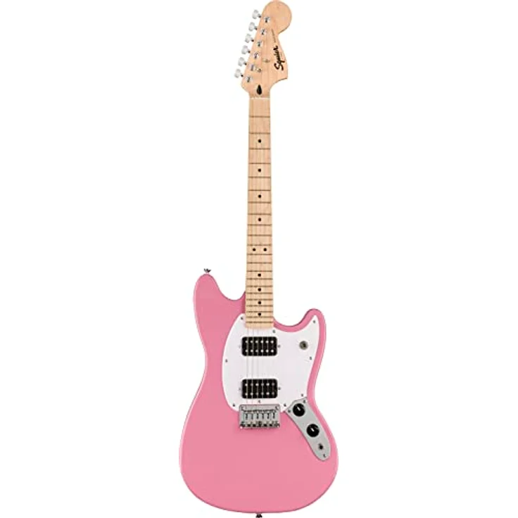 Squier by Fender Sonic Mustang® HH E-Gitarre, Griffbrett aus Ahorn, weißes Schlagbrett, blitzrosa, inklusive kostenloser virtueller Kurse auf Fender Play – Bild 1