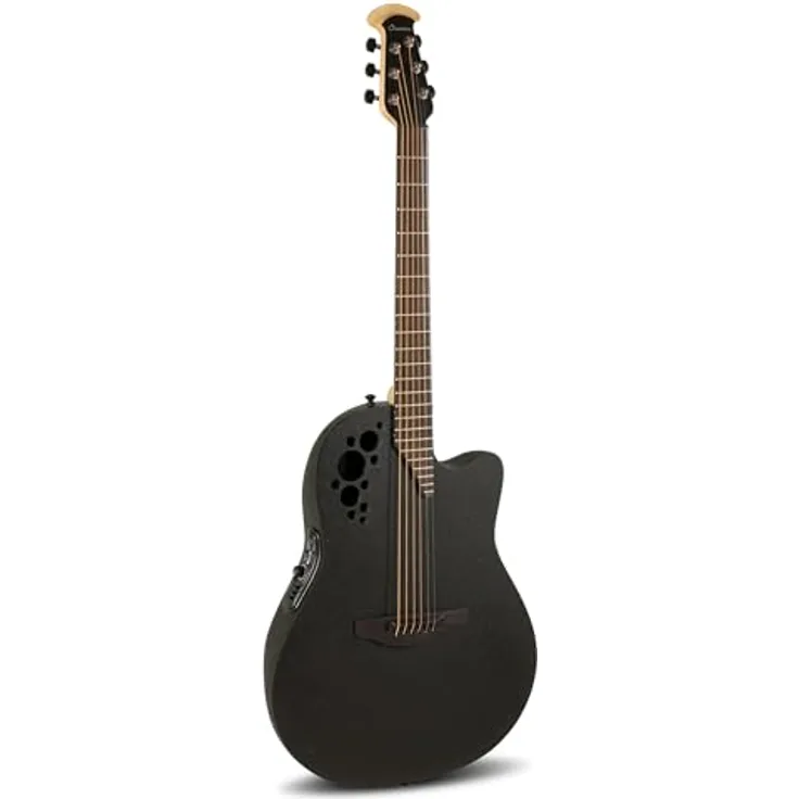 Ovation Pro Series Elite 1868TX-5-G, Westerngitarre mit massiver Fichtendecke, OP Pro Preamp und Stimmgerät, schwarz textured