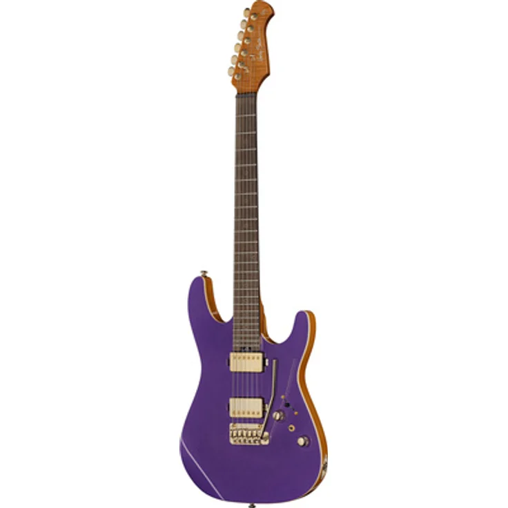 Harley Benton Fusion-IV HH RW Purple Metallic Gloss, E-Gitarre mit Nyatoh Korpus, geröstetem Ahorn-Hals und 24 Edelstahlbünden