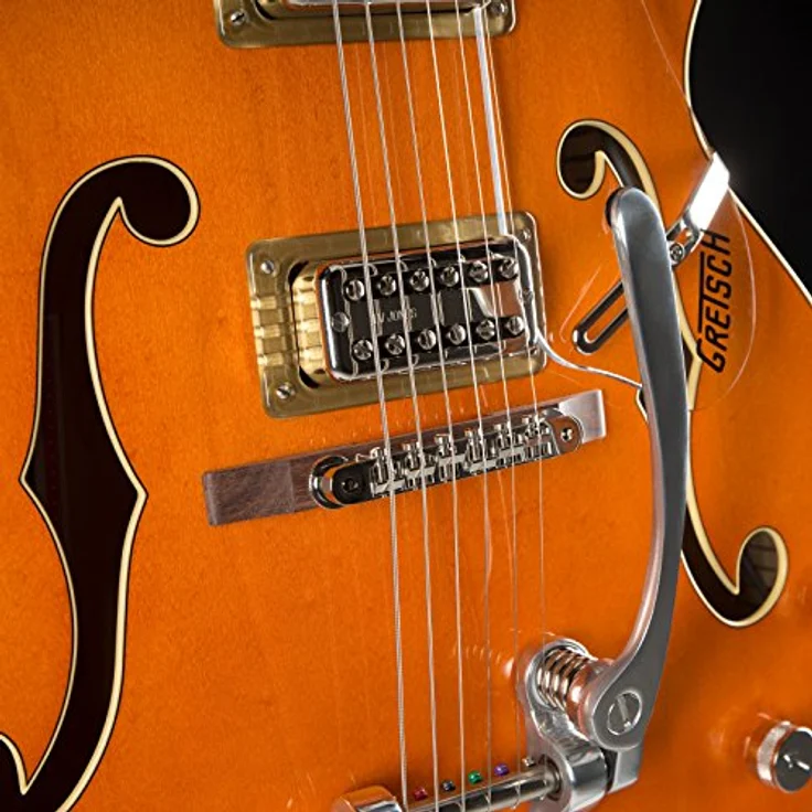 Gretsch G6120 RHH Reverend Horton Heat, E-Gitarre mit gewölbter laminierter Ahorn Decke, 2x TV Jones Filtertron Humbucker, Orange Stain, inkl. Deluxe Hardshell Koffer, Made in Japan – Bild 7