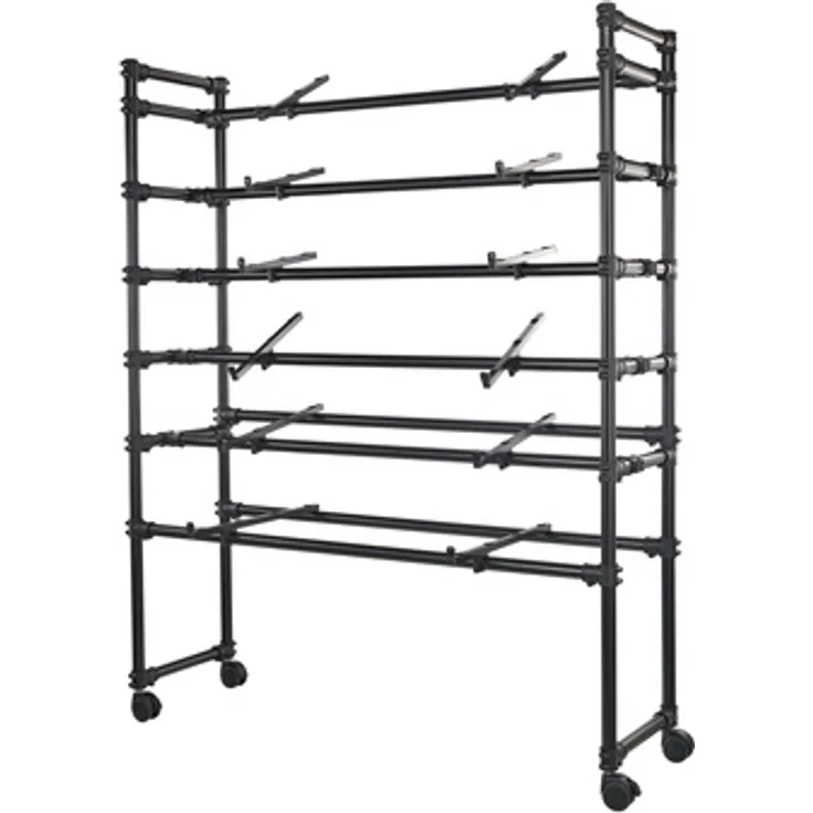 Jaspers KR200-6-150RB, Keyboard-Rack mit Rollen, höhenverstellbar, schwarz, made in Germany