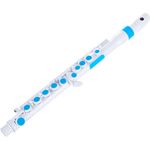 Nuvo jFlute 2.0, Querflöte in C mit Donut Kopfstück, rutschhemmendem Polymer, abnehmbaren Fingerbuttons und wasserfestem Design, weiß-blau