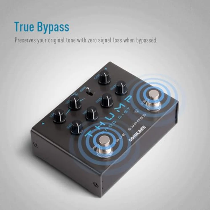 SONICAKE Distortion Pedal High-Gain Effektpedal mit analoger Schaltung, 2 Klangmodi, Boost und Noise Gate, schwarz – Bild 5