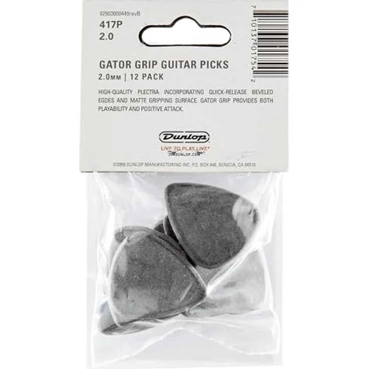 Jim Dunlop Gator Grip Plektrum, 2,00mm, 12 Stück, Original Dunlop Qualität – Bild 2