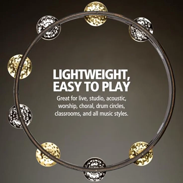 Meinl TA1VM-WB Vintage Tambourine, 10" Holzkessel mit 8 Paar gehämmerten Messingschellen und Stahlschellen, Walnut Brown – Bild 4
