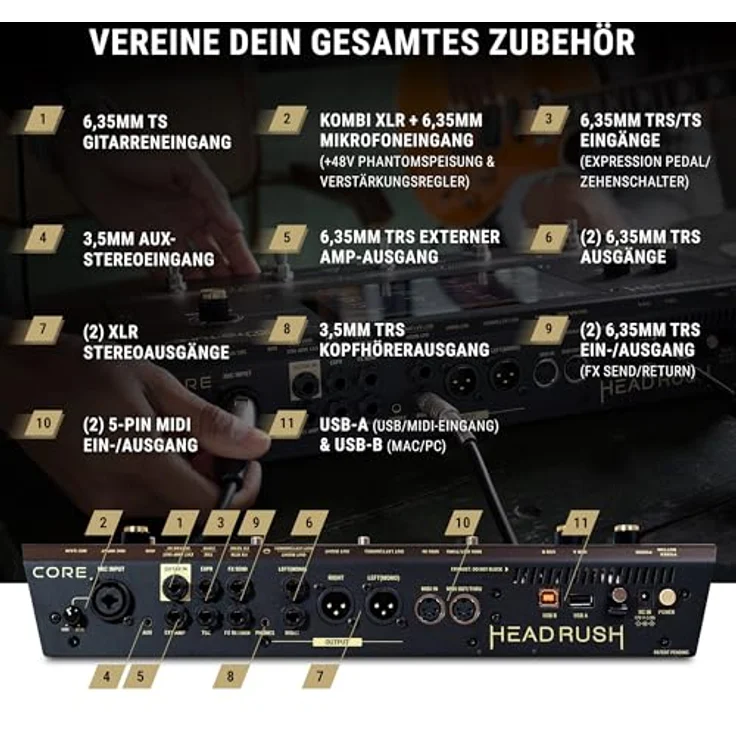Headrush Core, Gitarren-Multieffekt mit Amp-Modellierung, 7-Zoll Touchscreen, inkl. Auto-Tune und Bluetooth – Bild 6