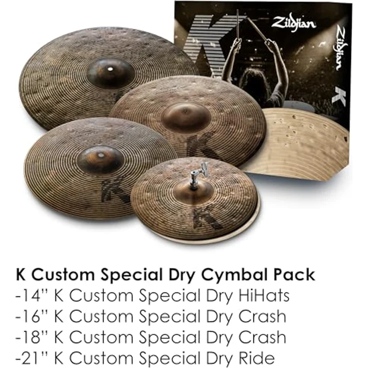 Zildjian K-Custom Special Dry Pack, Schlagzeugbecken Set mit 14" HiHats, 16" und 18" Crashes, 21" Ride, reguläre Oberfläche, dunkler, erdiger Sound – Bild 2