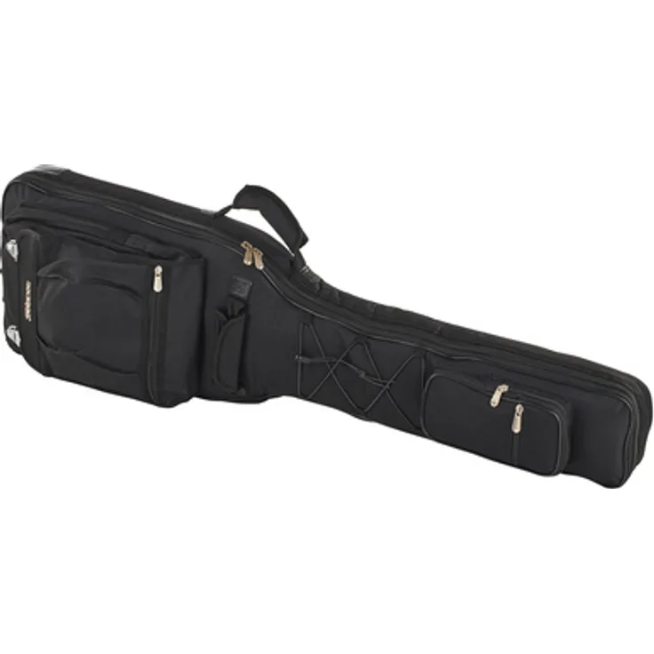 Rockbag RB20805B E-Bass Gig Bag, schwarz, robustes RokTex® Material, 30 mm Polsterung, Guitar-Saving-System, Neck-Saving-System, große Reißverschlusstasche, 2 Tragegriffe, verstellbare Rucksack Tragegurte