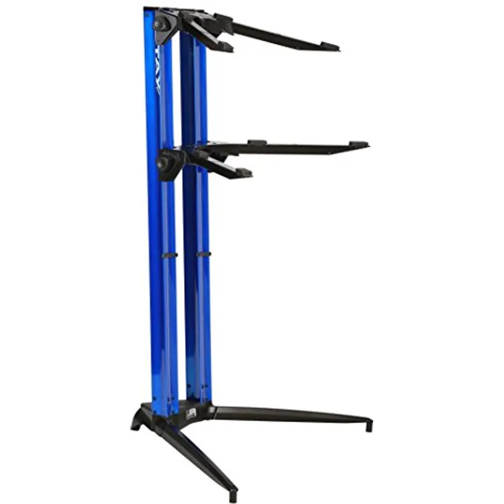 STAY MUSIC STAY Klavierständer, 2 Etagen aus Aluminium, höhenverstellbar bis 1150 mm, Blau