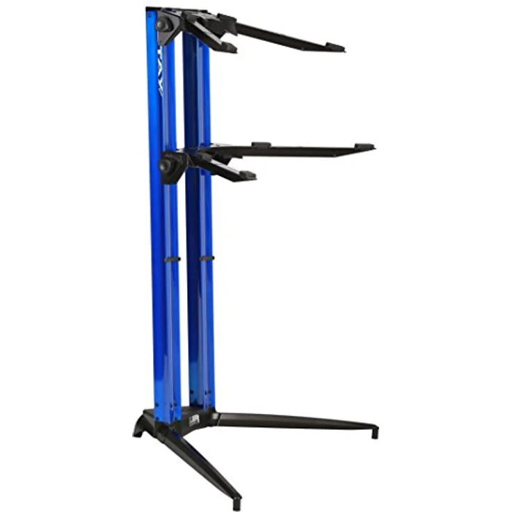 STAY MUSIC STAY Klavierständer, 2 Etagen aus Aluminium, höhenverstellbar bis 1150 mm, Blau – Bild 1
