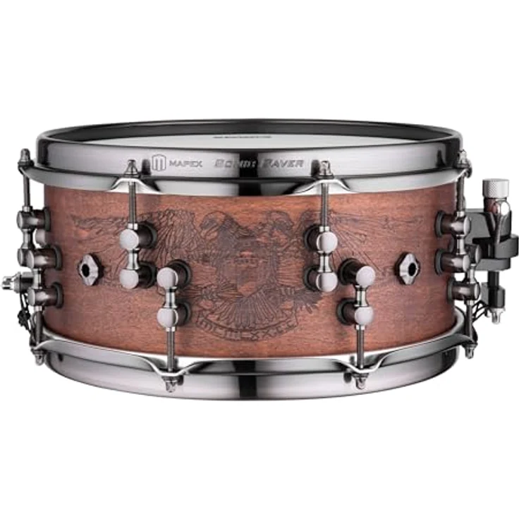 Mapex 12"x5,5" DL Warbird Snare Drum, Chris Adler Signature, Kesselkonstruktion 1,7 Ahorn/Nußbaum, Satin Natural over Walnut, Sonic Saver Hoops, Puresound Snareteppich – Bild 2