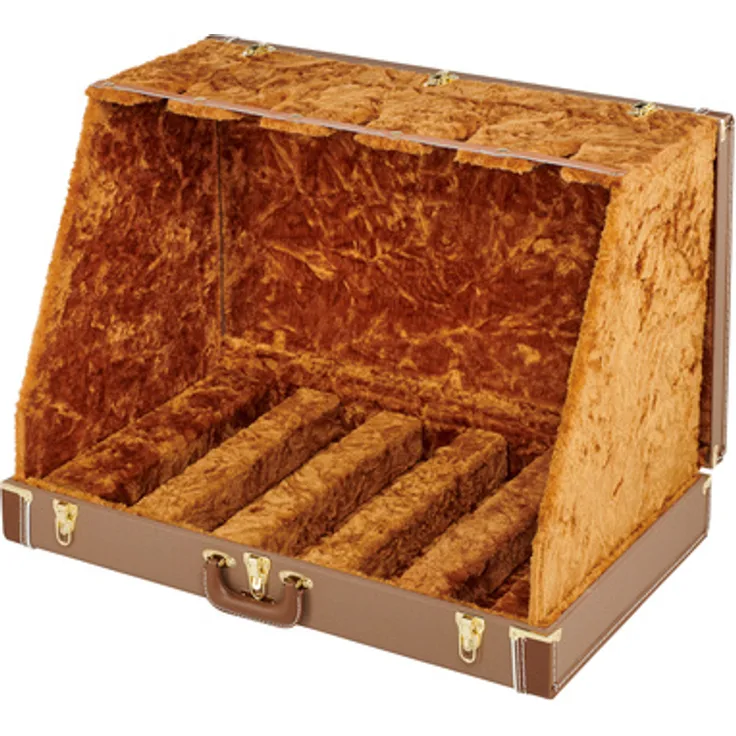 Fender Classic Series Case Stand 5 BR, aufklappbarer Gitarrenständer für bis zu fünf Instrumente, braun, mit Tweed-Bezug und Stahl-Tragegriff